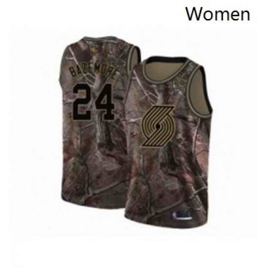 Womens Portland Trail Blazers 24 Kent Bazemore Swingman Camo Realtree Collection Basketball Jersey